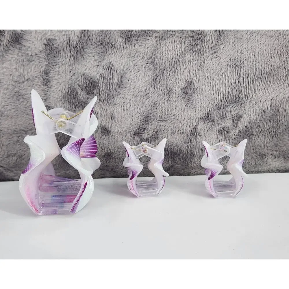 3 pc Hawaiian Flower Claw Clip Set - Hair Accessories Purple & White Plumeria